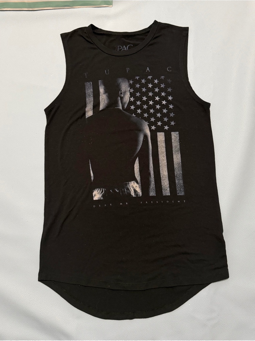 Tupac “Dear Mr. President” Black Graphic Tank Top